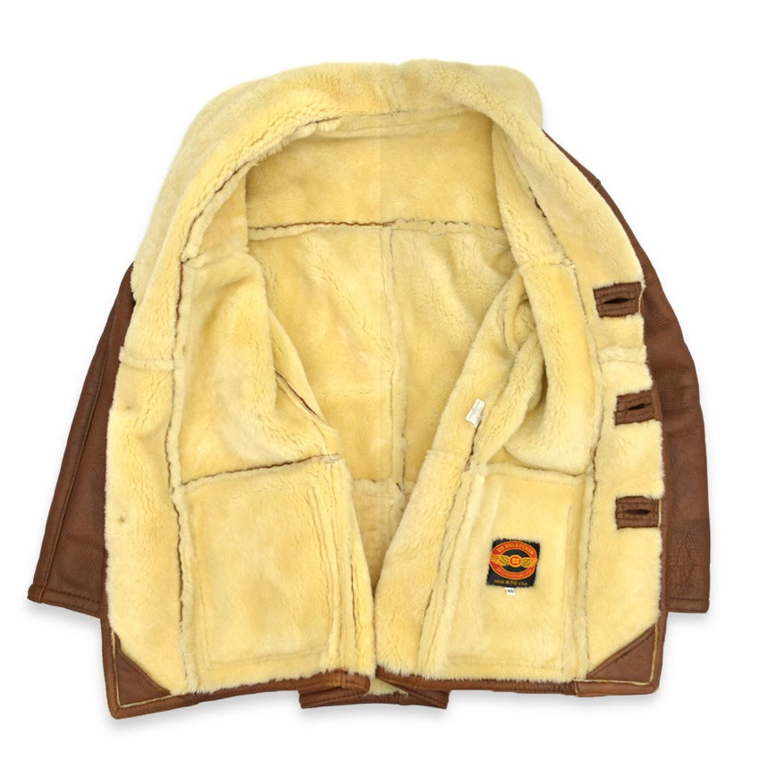 1990's US SHEEPSKIN SHAWL COLLAR SHEARLING MOUTON JACKET... 40