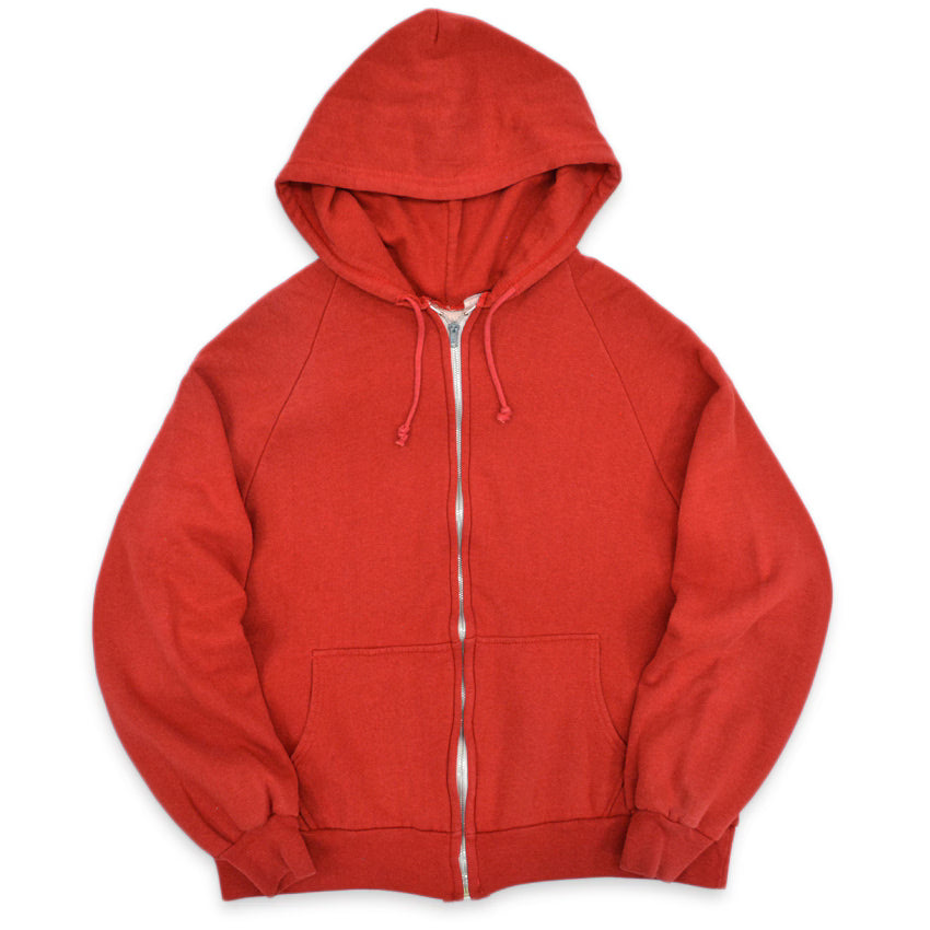 ~1980's DOUBLE FACE THERMAL RED ZIPUP HOODIE... L
