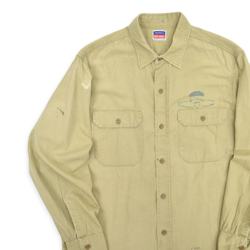 1950's PENNEY'S BIGMAC US SMOKE JUMPERS STENCIL POPLIN SHIRT ... M