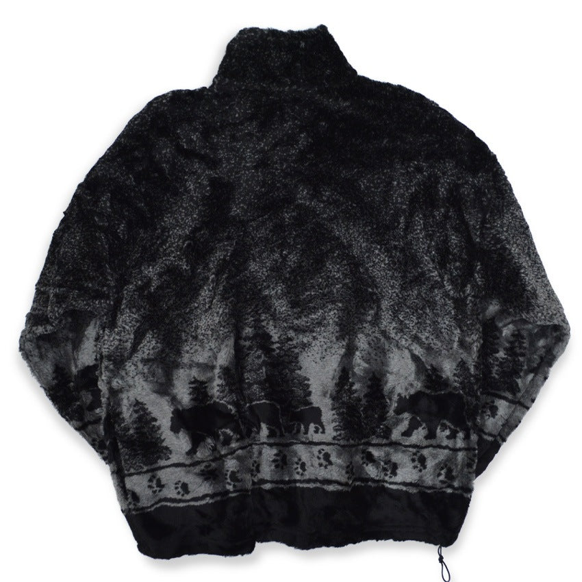 ~2000's DEADSTOCK MAZMANIA BEAR BLACK & PEWTER FLEECE JACKET...XL