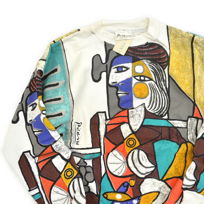 1980s Deadstock Picasso "Woman Sitting in Front of a Window" All Over Print Sweatshirt... L
