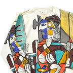 1980s Deadstock Picasso "Woman Sitting in Front of a Window" All Over Print Sweatshirt... L