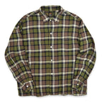 ~1960's Needles California GREEN & BLACK PLAID RAYON SHIRT...L
