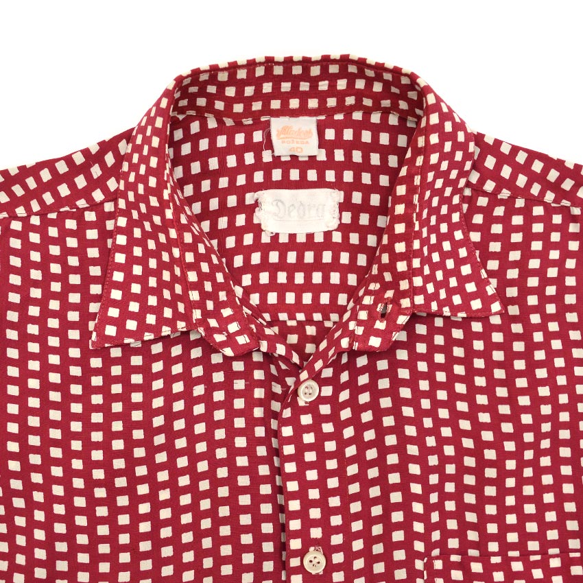 1960's〜 Deora Square Dots Rayon S/S Shirt Blood ... 40