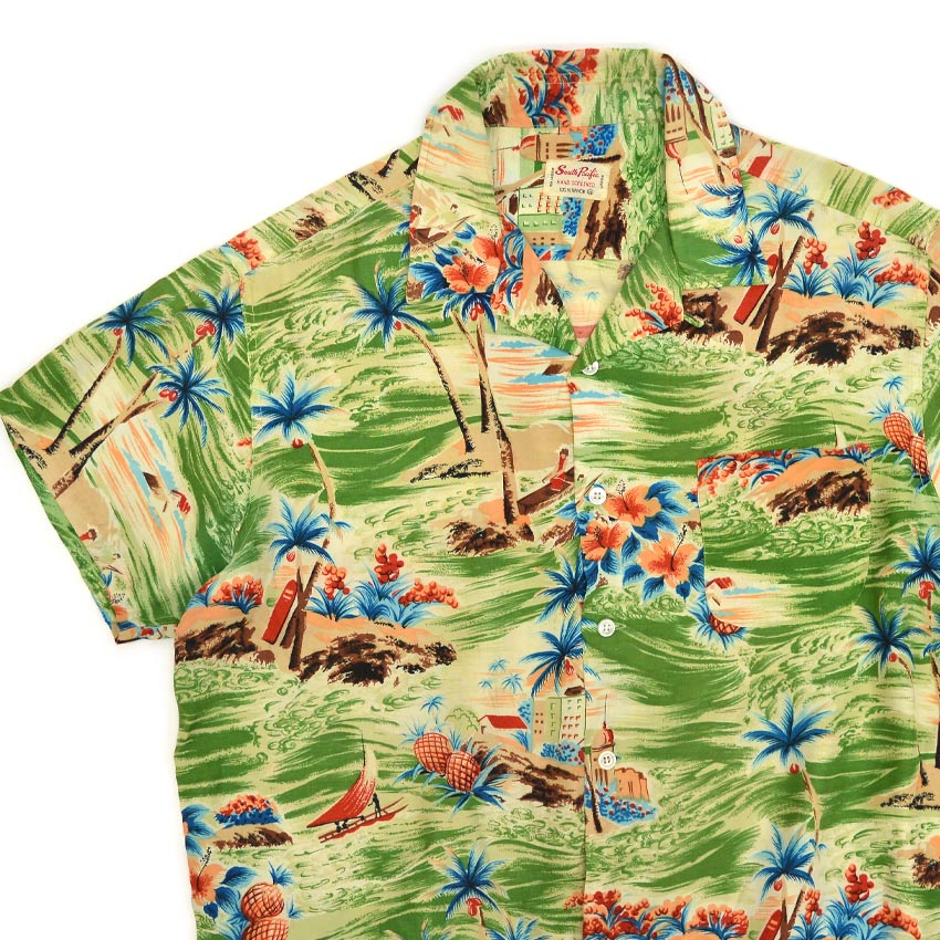 1960's South Pacific Aloha Rayon Shirt ... XL