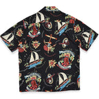 1980's~ JIMMY BUFFETT VOLCANO BLACK ALOHA SHIRT...M