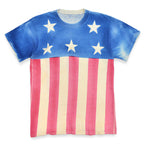 1980's~ AMERICAN FLAG SILK SCREEN ALL OVER PRINT T-SHIRT...