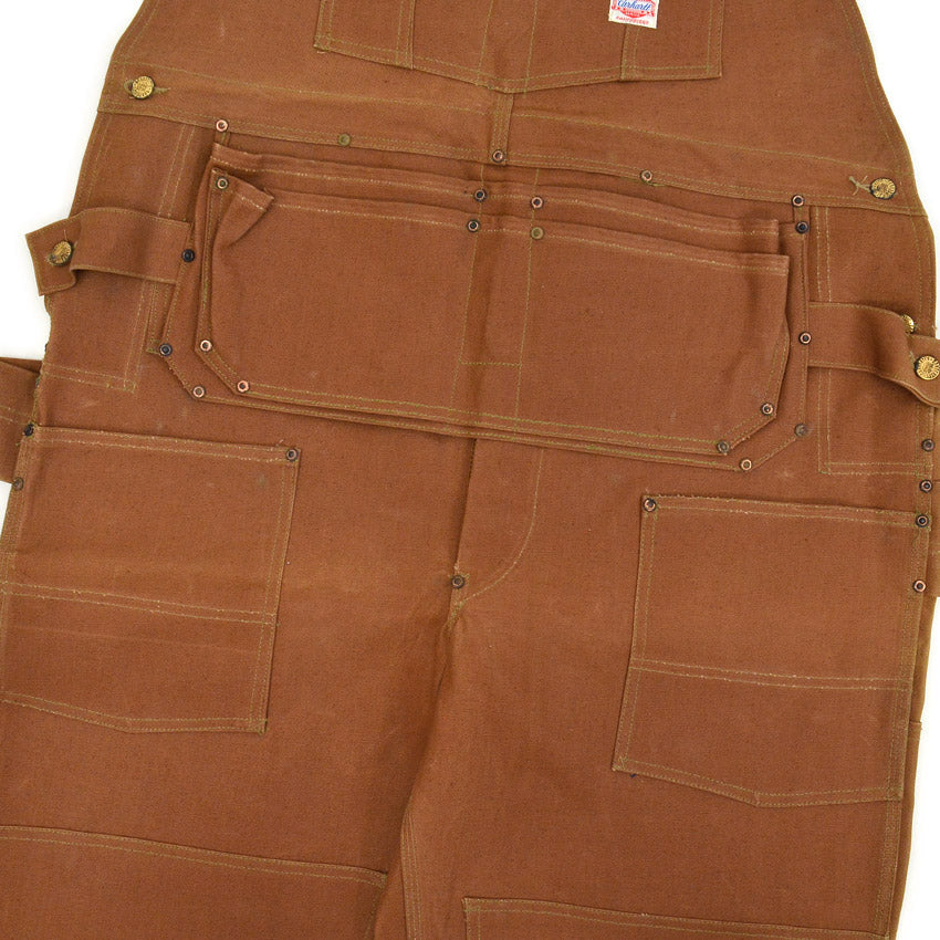 1950's DEADSTOCK CARHARTT BROWN DUCK DOUBLE KNEE OVERALL... W42 L32