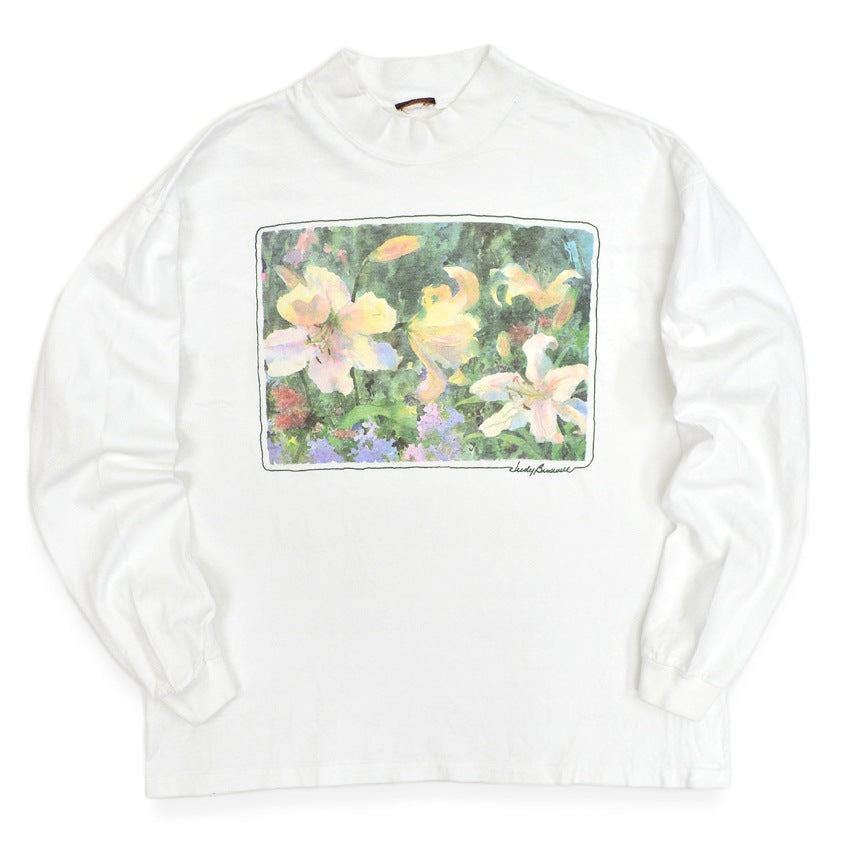 1990's Judy Buswell FLOWER ART PRINT L/S T-SHIRT ... Fits like XL