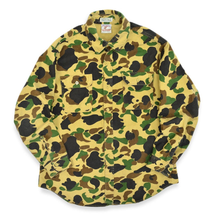 ~1990's PRENTISS DUCK HUNTER CAMO CHAMOIS CLOTH SHIRT... L