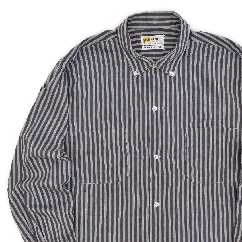 1960's PURITAN AUTHENTIC IVY STYLE STRIPE B/D SHIRT ... M