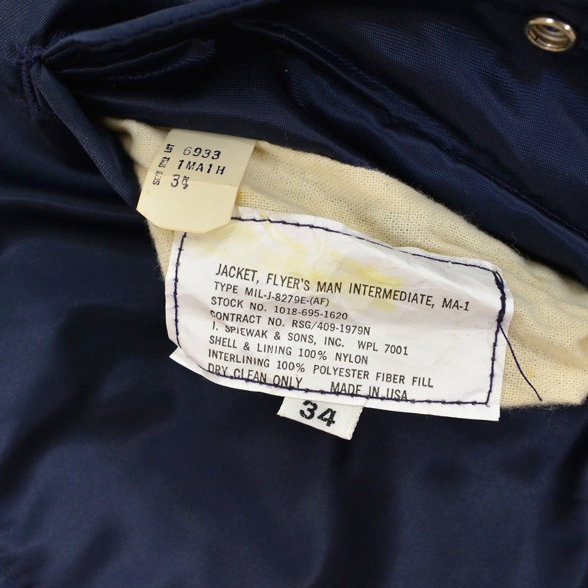 1980's DEADSTOCK I.SPIEWAK & SONS, INC. MA-1 FLIGHT JACKET ... 34