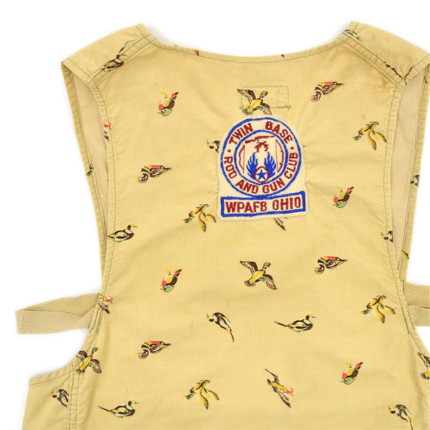 ~1950's UTICA Duxbak ROD AND GUN CLUB PRINT CORDUROY VEST... Fits like S