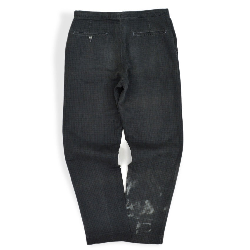 1960's PLAID HIDDEN IN BLACK PIQUE TAPERED PANTS 2... W31 L30