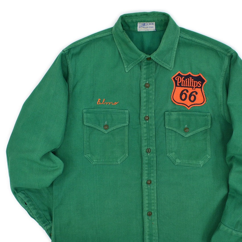 1940's〜 T.S.LANKFORD&SONS PHILLIP66 GREEN COTTON TWILL SHIRT ... 15