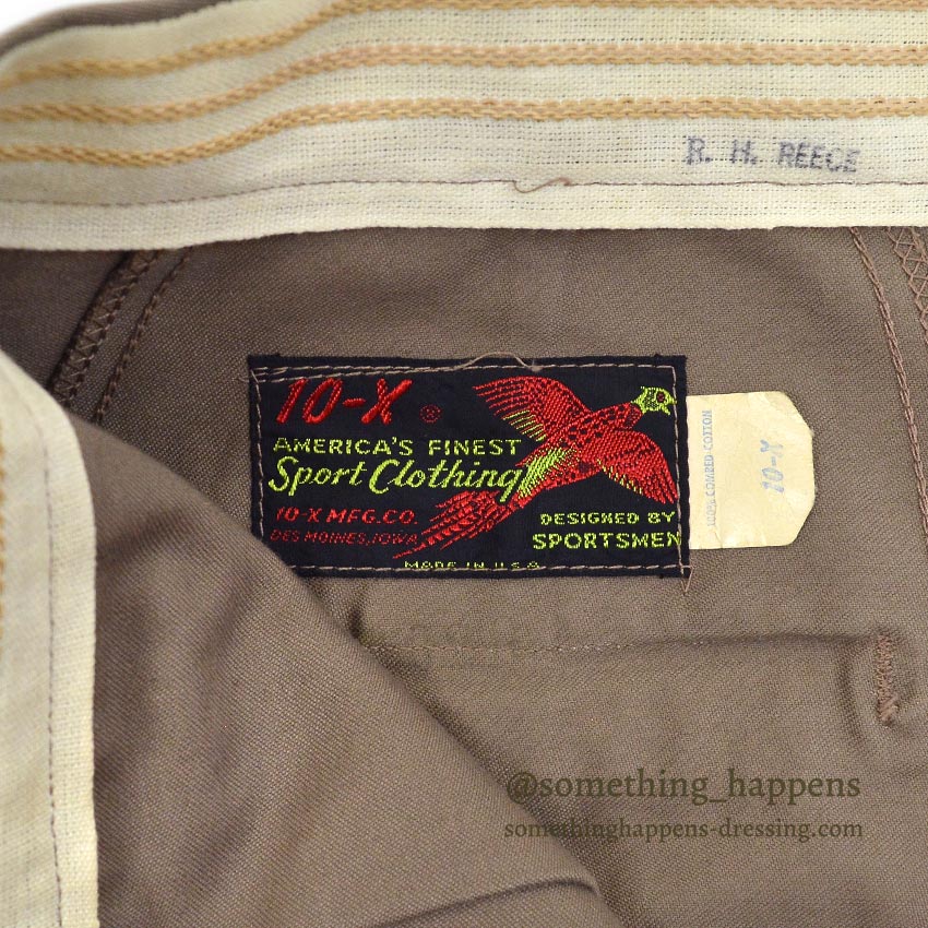 1960's 10-X SMOKY GRAY HUNTING PANTS LEATHER PATCH... W38 L28