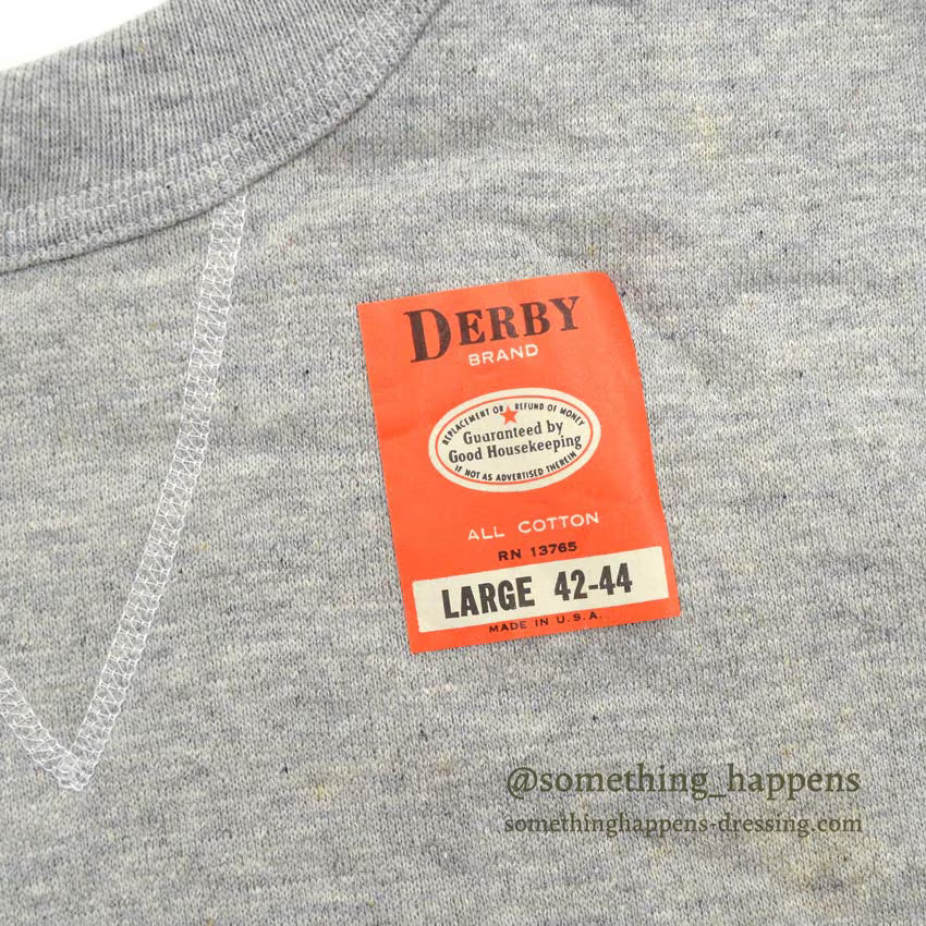 ~1960's DEADSTOCK DERBY BRAND SINGLE V ALL COTTON SWEAT SHIRT 2...L