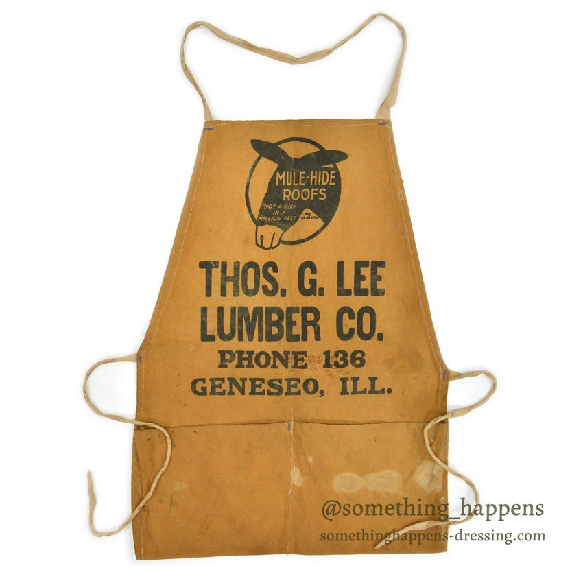 1940's~ MULE-HIDE ROOFS ADVERTISING CANVAS APRON...
