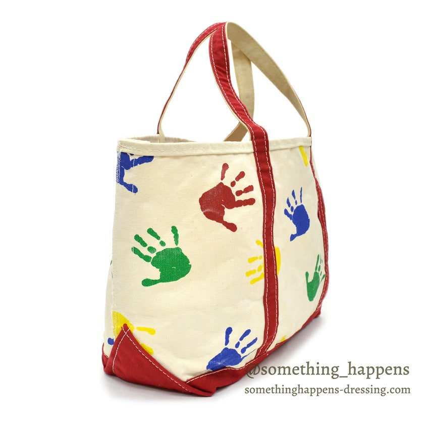 1990's~ LLBEAN BOAT AND TOTE BLUE COLORFUL PAINT... LARGE