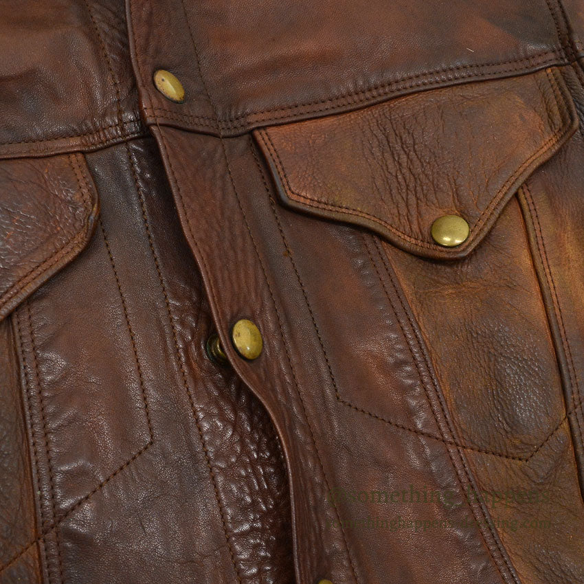 1960's~ SUPERIOR BROWN LEATHER JACKET TYPE 3RD... Fits like 40