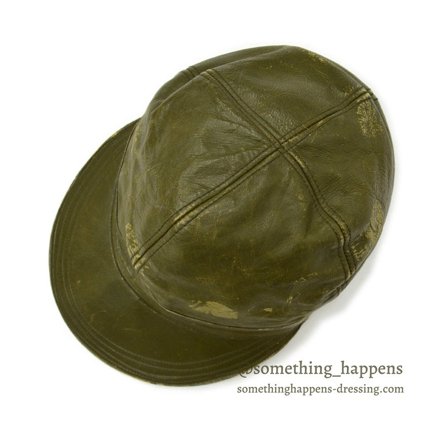 ~1940's LLBEAN HUNTING LEATHER CAP OLIVE...