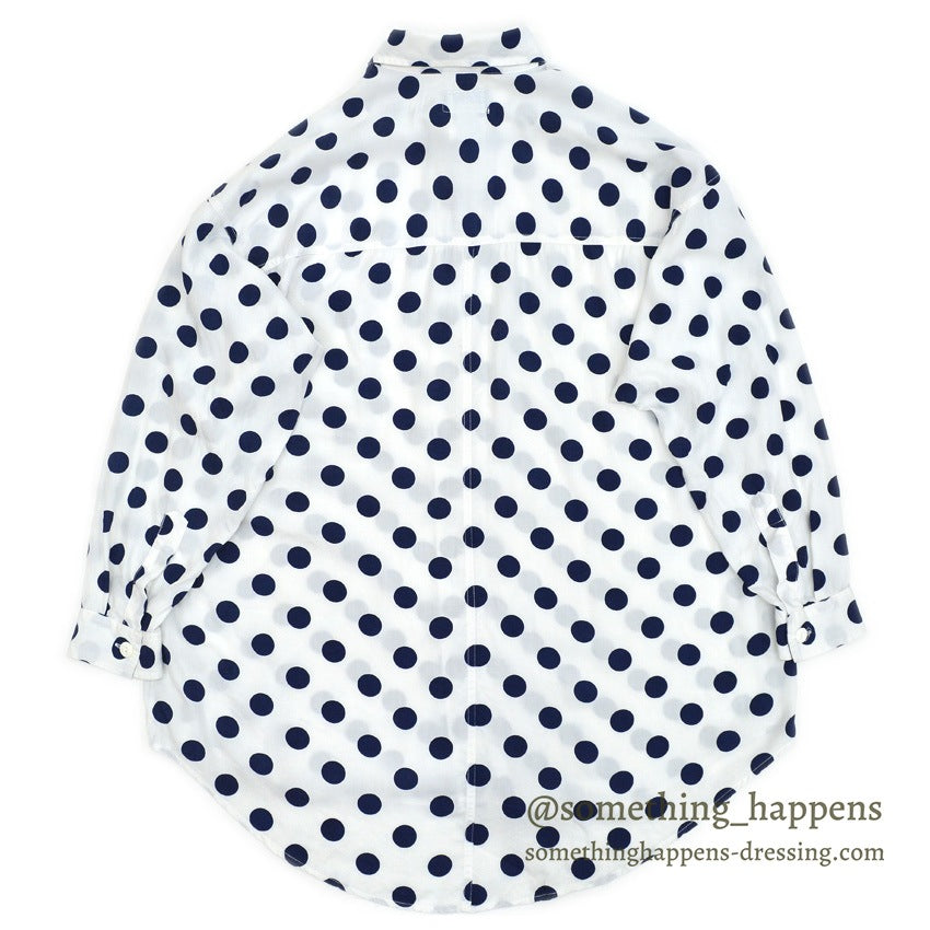 1990's~ ESPRIT SPORTS NAVY DOTS RAYON SHIRT...M