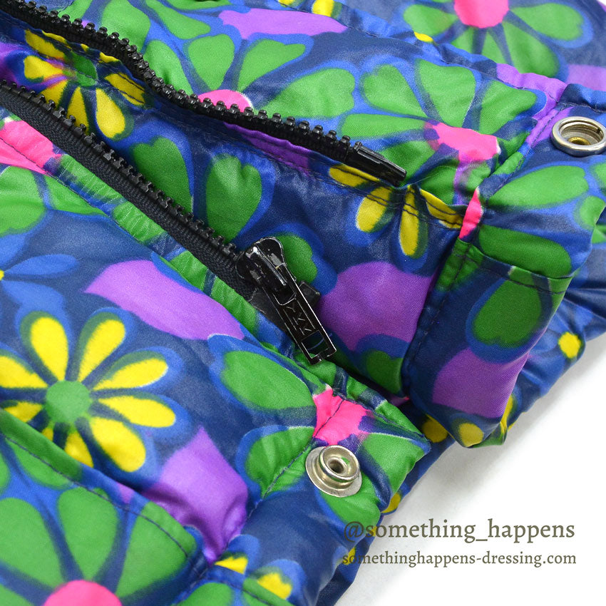 1970's GERRY HIPPIE FLOWER PATTERN ALL OVER PRINT DOWN JACKET...