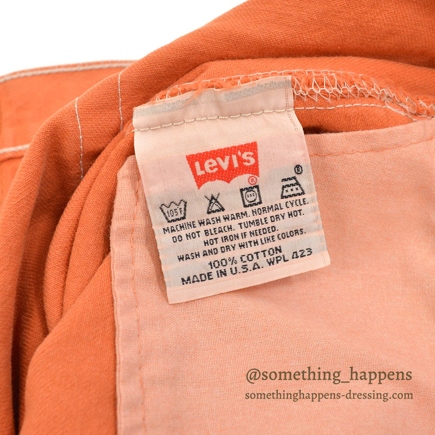 DEADSTOCK Levi's 501 ORANGE DENIM PANTS Made in USA... W33/L30