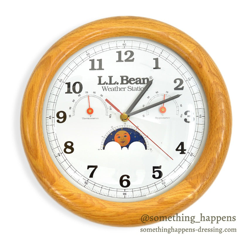 L.L.BEAN WOOD WALL CLOCK WEATHER STATION ...