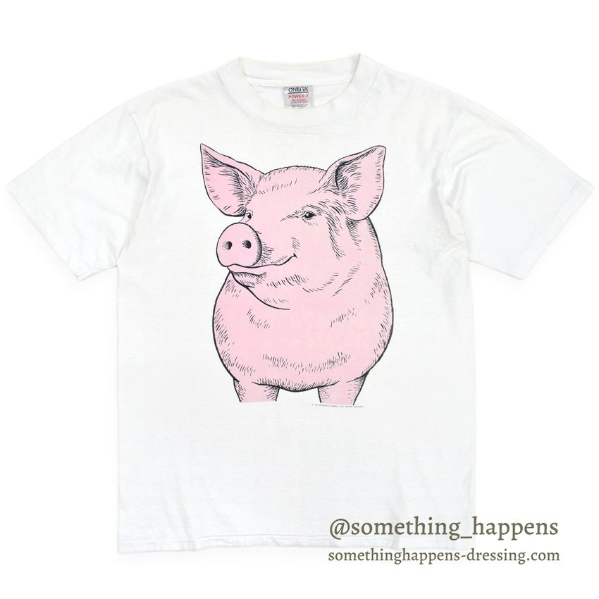 1990's ONEITA PIG PRINT T-SHIRT... L
