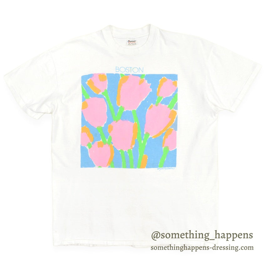 1980's〜 STEDMAN BOSTON FLORAL ART PRINT T-SHIRT ... XL