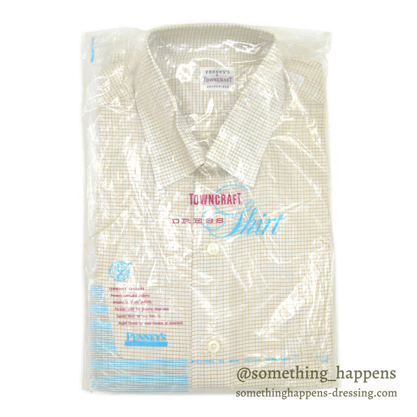 〜1960's DEADSTOCK TOWNCRAFT PENNEYS SMALL PLAID L/S SHIRT ... 15 1/2