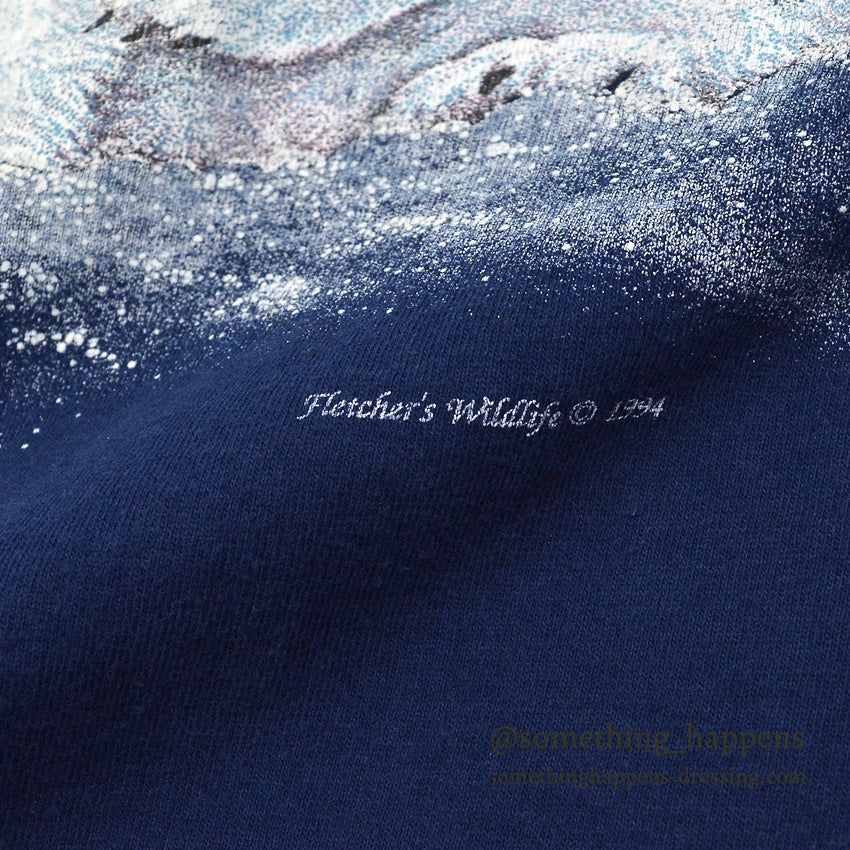 1990's ONEITA POLAR BEAR PRINT L/S T-SHIRT NAVY ... LARGE
