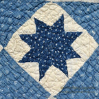 ANTIQUE EIGHT POINT STAR INDIGO CALICO PATCHWORK CRIB QUILT... 103cm/100cm