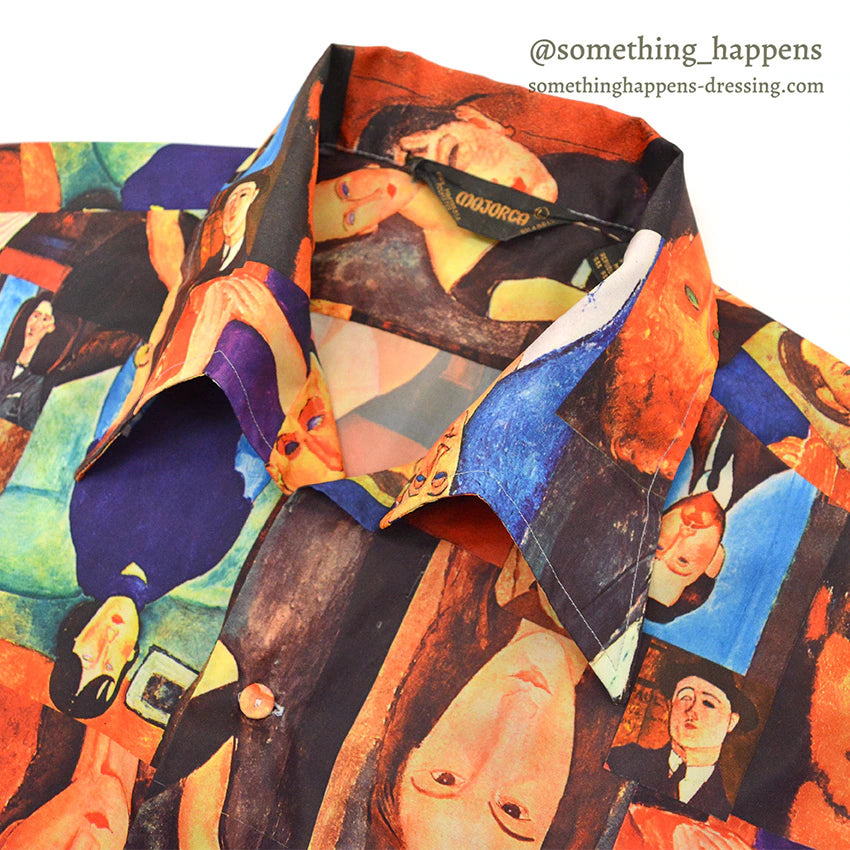 1970's MOJORCA Amedeo Modigliani ART PRINT S/S SHIRT ... L