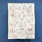 REDWORK HAND EMBROIDERY PATTERN BABY QUILT...85cm/64cm