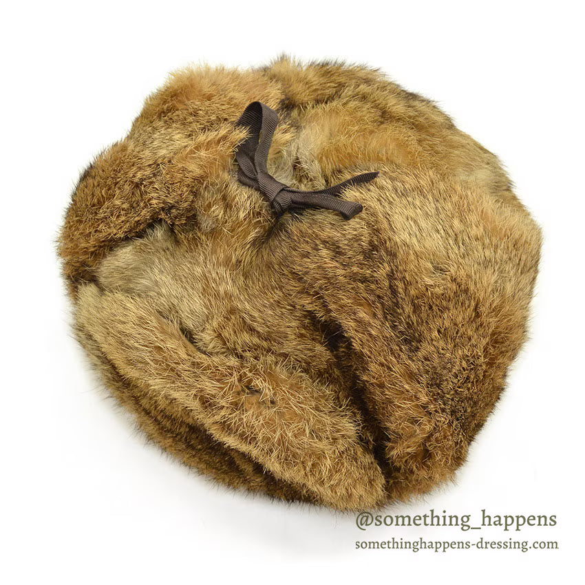 ~1980's DEADSTOCK LLBEAN NORTH KING NATURAL RABBIT FUR HAT...XL