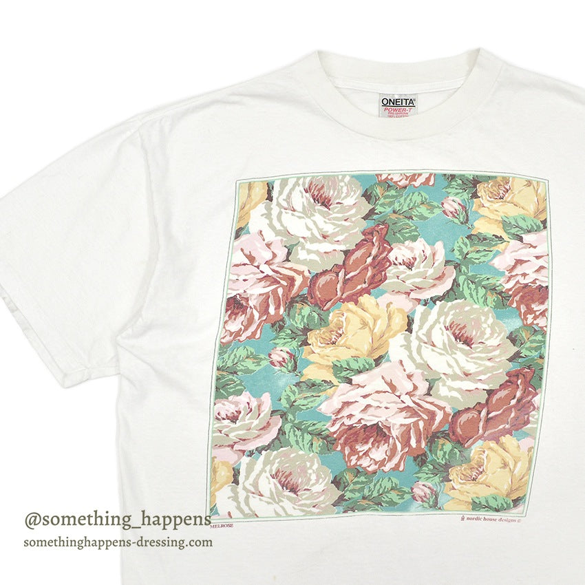 1990's ONEITA MELROSE FLOWER ART PRINT T-SHIRT ... XL