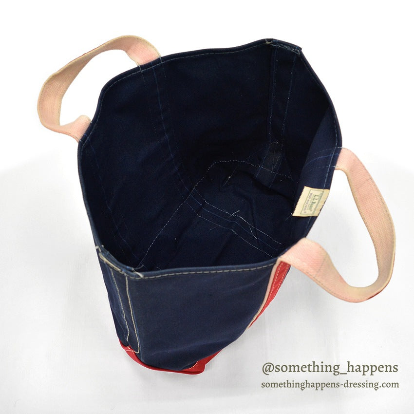 1980's LLBEAN DELUXE BOAT AND TOTE NAVY & RED... LARGE