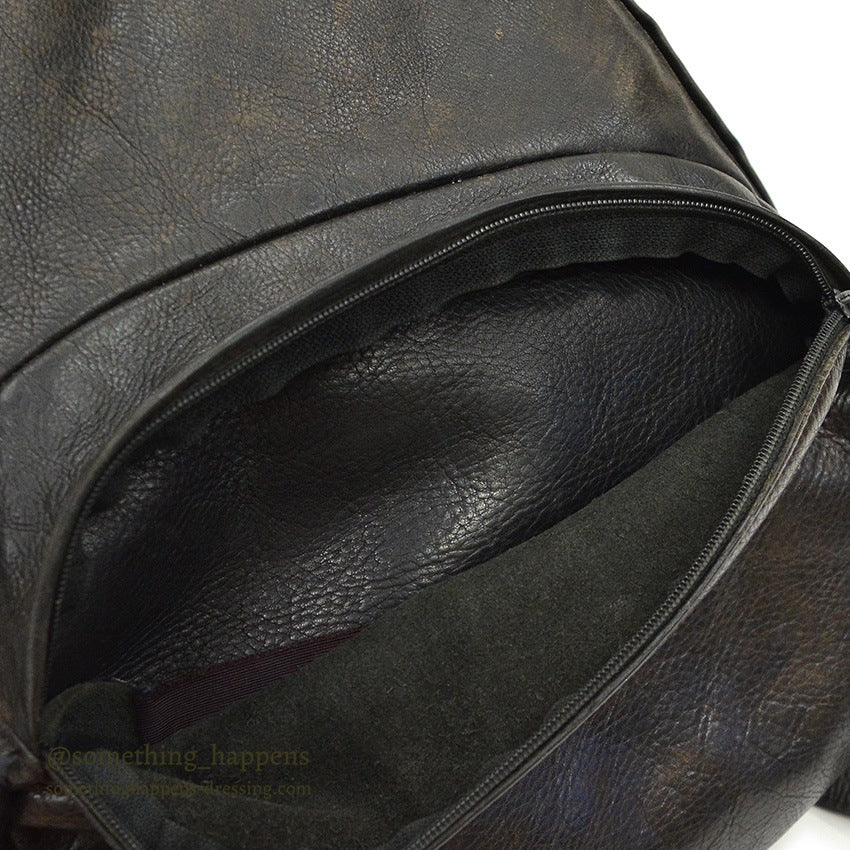 ~1990's ALL BLACK LEATHER BACKPACK...