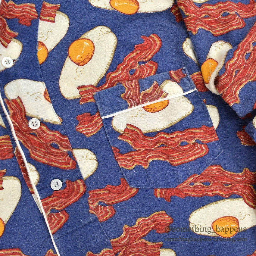 JOE BOXER JUST GO TO SLEEP! EGG & BACON PAJAMA SHIRT ... M