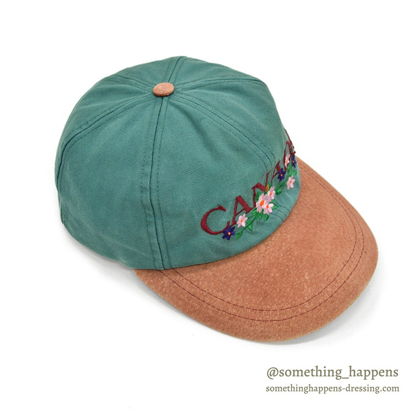 1990's~ CANADA VICTORIA FLOWER EMBROIDERY SOUVENIR CAP...