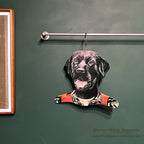 VINTAGE BLACK LAB DOG WOOD HANGER ...