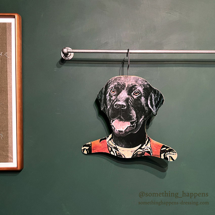 VINTAGE BLACK LAB DOG WOOD HANGER ...