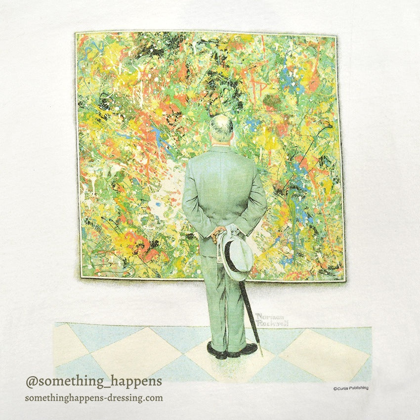 1990's ONEITA Norman Rockwell The Connoisseur ART PRINT T-SHIRT ... L