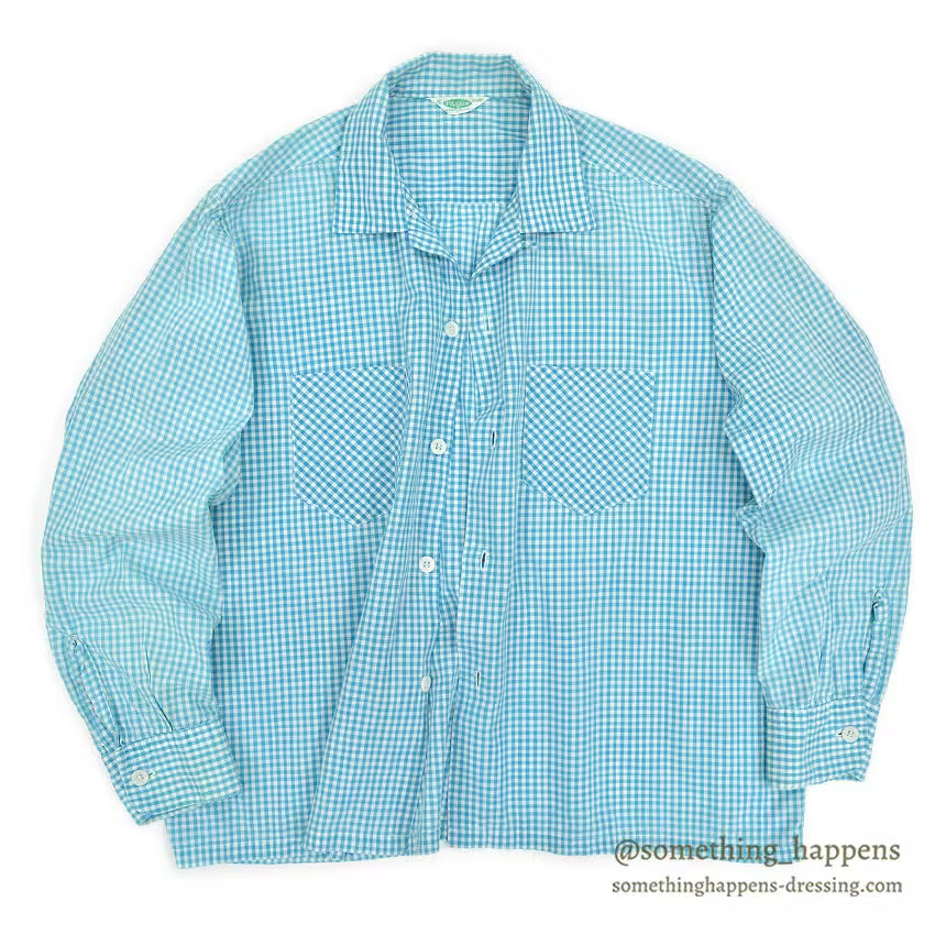 1950's PILGRIM GINGHAM CHECK L/S SHIRT LIGHT BLUE/WHITE ... L