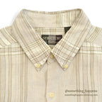 1990's DEADSTOCK STRUCTURE BEIGE PLAID LINEN SHIRT...L