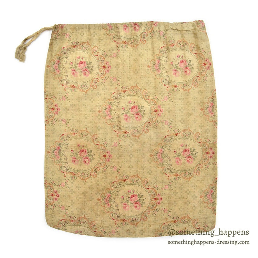 1910's~ WW1 ERA AMERICAN RED CROSS FLORAL FABRIC DITTY BAG...