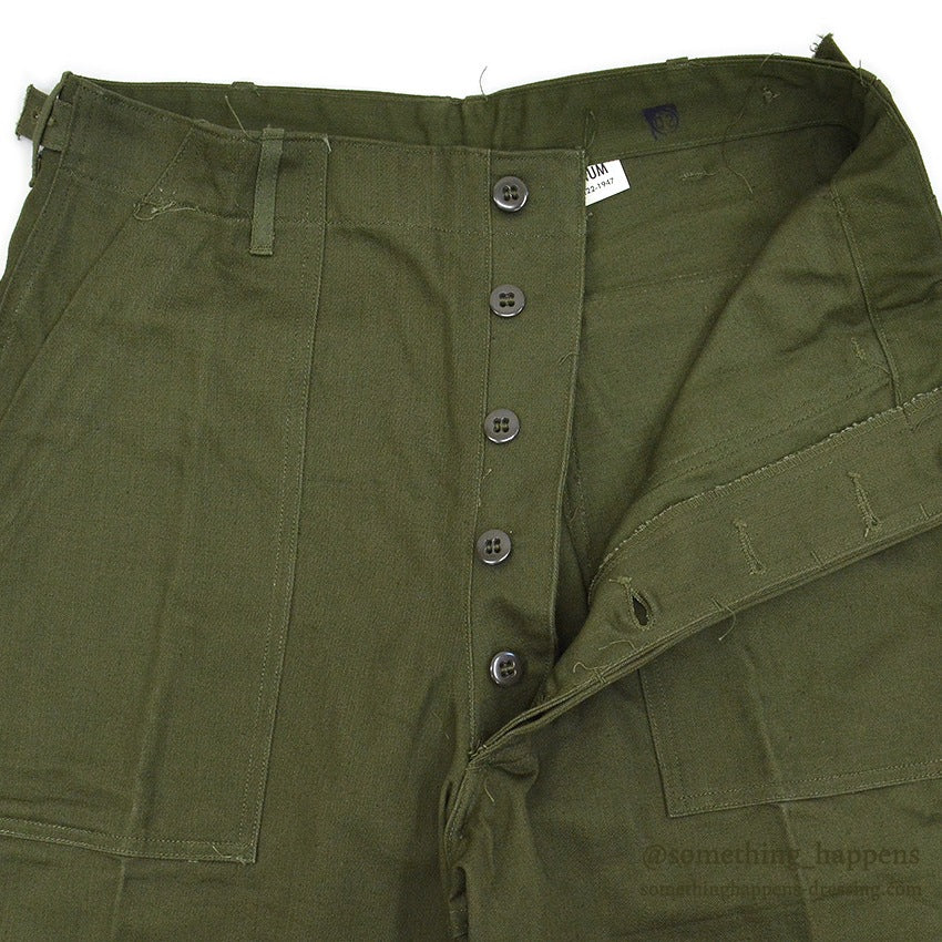 1960's DEADSTOCK USARMY TROUSERS, MEN'S, COTTON SATEEN OG107 ... MEDIUM