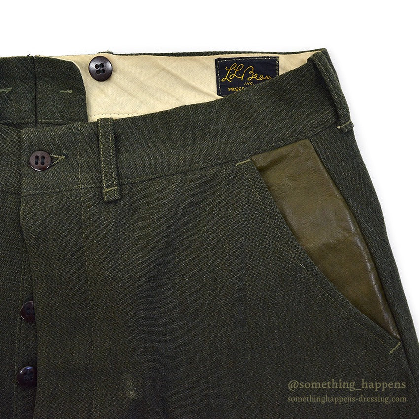 1950's LLBEAN UNUSUAL HUNTING PANTS OLIVE DRAB... W33/L28